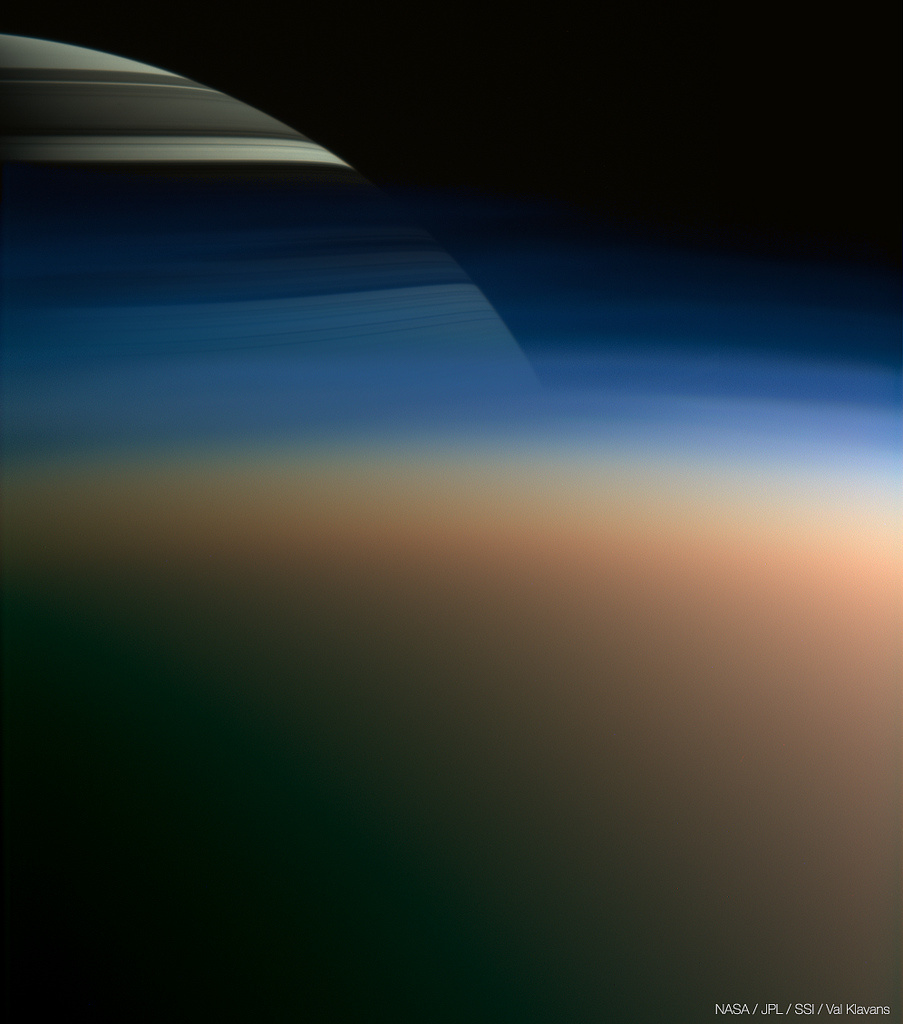 Saturn through Titan's haze