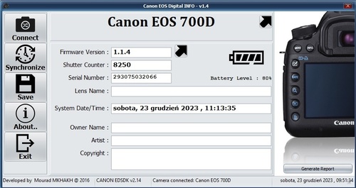 Więcej informacji o „Canon 700D modyfikowany + wyposażenie i KITowy obiektyw”