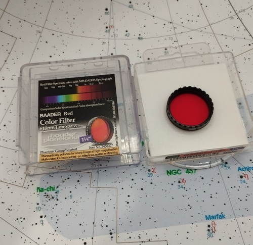 Więcej informacji o „[S] Filtr Baader Red 610 nm Longpass 1,25"”