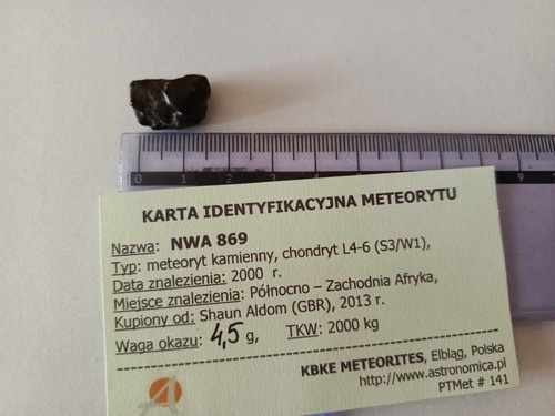 Więcej informacji o „Meteoryt Kamienny NWA 869, 4.5 grama”