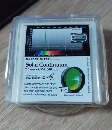Więcej informacji o „[S] Baader Solar Continuum 7,5 nm - 1,25"”